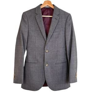 Indochino Mens Slim Houndstooth Wool Blazer Jacket Size 34 Career Equestrian